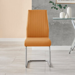 Furniturebox Set Of 2 - Lorenzo Modern Dining Chairs - Mustard Faux Leather Chrome Leg Dining Chairs - Kitchen Dining Room Chairs - thumbnail 5