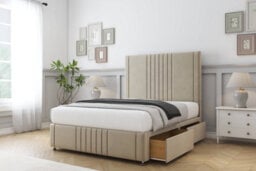 "Sloomy Harrington Almond Coniston Divan Bed No Drawers-54"" Floor Standing Headboard 12"" Footboard 6' Super King" - thumbnail 4