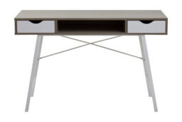 Orsina Two Drawer Light Oak Veneer Desk,wood Desk With Angular White Metal Legs,modern Design Wooden Workstation - thumbnail 4