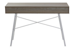 Orsina Two Drawer Light Oak Veneer Desk,wood Desk With Angular White Metal Legs,modern Design Wooden Workstation - thumbnail 2