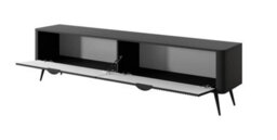 Arte Lante Modern Black Tv Cabinet 2000mm H510mm D380mm With Two Pull-Down Doors And Two Closed Compartments - thumbnail 2