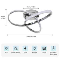 Pheashine Dimmable Led Ceiling Light,36W 4050Lm Dia 40Cm 3000K 6500K With Remote Control For Living Room, Bedroom Or Kitchen - thumbnail 4