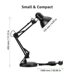 Lepro Swing Arm Desk Lamp, E27 G45 Golf Ball Bulb Required & Not Included, Flexible Table Lamp Mains Powered - thumbnail 2