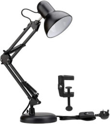 Lepro Swing Arm Desk Lamp, E27 G45 Golf Ball Bulb Required & Not Included, Flexible Table Lamp Mains Powered - thumbnail 1