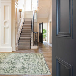 Loomed Floral Design Cotton Chenille Rug Green Ivory Machine Washable 240Cm X 330Cm - thumbnail 5