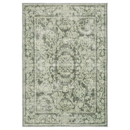 Loomed Floral Design Cotton Chenille Rug Green Ivory Machine Washable 240Cm X 330Cm - thumbnail 8