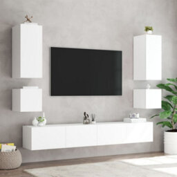Berkfield Durable Tv Wall Cabinet With Led Lights White 40.5X35X40 Cm - thumbnail 6
