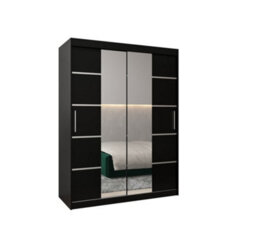 Arte Verona 04 Contemporary 2 Mirrored Sliding Door Wardrobe 5 Shelves 2 Rails Black Matt (H)2000mm (W)1500mm (D)620mm - thumbnail 1