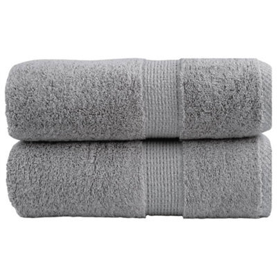 Berkfield Premium Guest Towels Solund 2Pcs Grey 30X50Cm 600Gsm - image 1