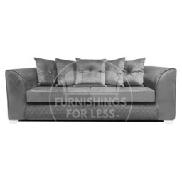 Furnishings For Less UK Victoria Soft Plush Velvet Fabric Sofa Set 3 And 2 Seater Sofa  Grey - Scatter Back - thumbnail 2
