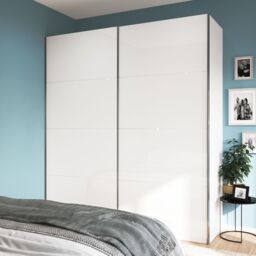GoodHome Atomia Contemporary Panelled Without Mirror Doors White High Gloss 2 Door Sliding Wardrobe Door Kit (H)2250mm (W)2000mm - thumbnail 4