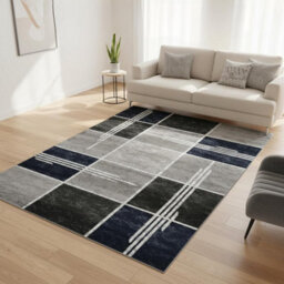 Modern Box Design Area Rug Soft Thick Pile Carpet Living Room Bedroom Kitchen Non Shedding Polypropylene Rug 200X290 Cm - thumbnail 1