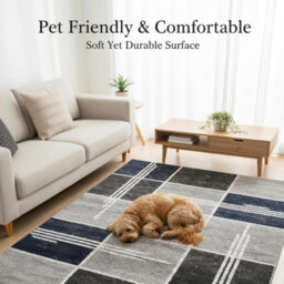 Modern Box Design Area Rug Soft Thick Pile Carpet Living Room Bedroom Kitchen Non Shedding Polypropylene Rug 200X290 Cm - thumbnail 6