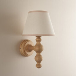 Luminosa Lighting Luminosa Bibury Natural Ash Wall Light With Vintage White Fabric Ivy Shade 20Cm B22 - thumbnail 3