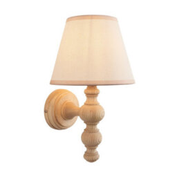 Luminosa Lighting Luminosa Bibury Natural Ash Wall Light With Vintage White Fabric Ivy Shade 20Cm B22 - thumbnail 1