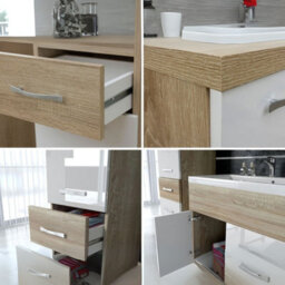 Alba Bathroom Furniture Set With Dolomite Washbasin Wotan Oak With White Gloss - thumbnail 4