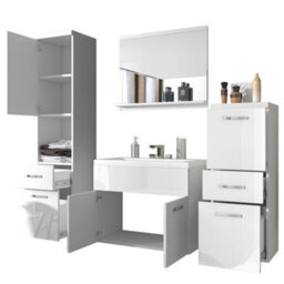 Alba Bathroom Furniture Set With Dolomite Washbasin Wotan Oak With White Gloss - thumbnail 3