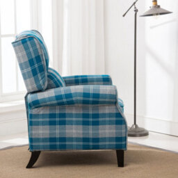 More4Homes Eaton Wing Back Fireside Check Fabric Recliner Armchair Sofa Chair Reclining Cinema (Blue) - thumbnail 8