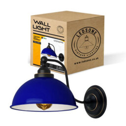Ledsone Navy Blue Vintage Industrial Wall Sconce Retro E27 Indoorwall  Light For Bedroom, Living Room