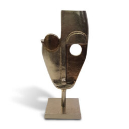 Abstract Face Aluminium Sculpture Ornament And Home Accessory In Bronze Silver 40Cm Height