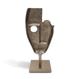 Abstract Face Aluminium Sculpture Ornament And Home Accessory In Bronze Silver 40Cm Height - thumbnail 3