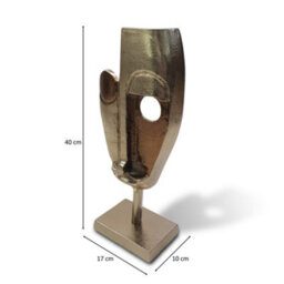 Abstract Face Aluminium Sculpture Ornament And Home Accessory In Bronze Silver 40Cm Height - thumbnail 5