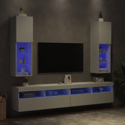 Berkfield Tv Cabinets With Led Lights 2 Pcs White 30.5X30X102 Cm - thumbnail 4