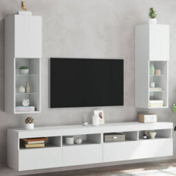 Berkfield Tv Cabinets With Led Lights 2 Pcs White 30.5X30X102 Cm - thumbnail 3
