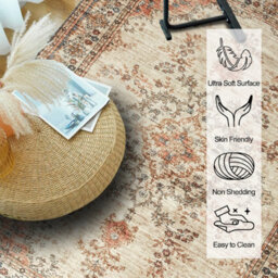 Ameha Large Area Rugs For Bedroom Kitchen Carpet Nonslip Oriental Floral Design Vintage Cashmere Rug(Timeless,120X170Cm) - thumbnail 6