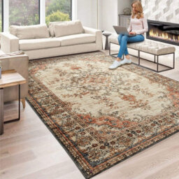 Ameha Large Area Rugs For Bedroom Kitchen Carpet Nonslip Oriental Floral Design Vintage Cashmere Rug(Timeless,120X170Cm) - thumbnail 2
