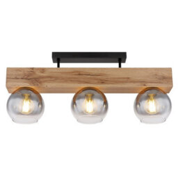 Luminosa Lighting Luminosa Moitas Ceiling Spotlight Bar Matt Black Smoke Glass Shade 3X E27 - thumbnail 3
