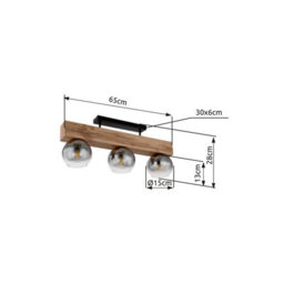 Luminosa Lighting Luminosa Moitas Ceiling Spotlight Bar Matt Black Smoke Glass Shade 3X E27 - thumbnail 7