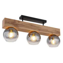 Luminosa Lighting Luminosa Moitas Ceiling Spotlight Bar Matt Black Smoke Glass Shade 3X E27