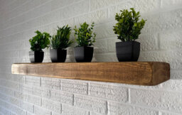 House of Rustic Wooden Floating Shelf Rustic Oak Wall Mounted Solid Wood Industrial Reclaimed Style (L) 55Cm X (W) 22Cm X 6Cm Thick - thumbnail 6