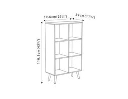 Urbn-Living Urbnliving 91Cm Height 6 Cube Black Wooden Bookcase With White Legs Living Room Dark Pink Shelf Storage Drawers - thumbnail 2