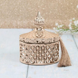 Rose Gold Glass Candle Jar With Lid - Blossom & Honey Candle (4521)