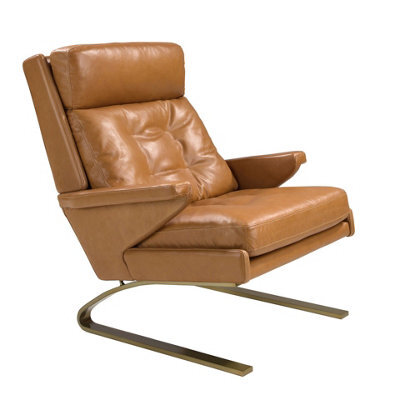 Angel Cerda Elegant Camel Leather Armchair With Gold Legs - image 1