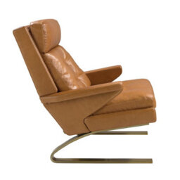 Angel Cerda Elegant Camel Leather Armchair With Gold Legs - thumbnail 5