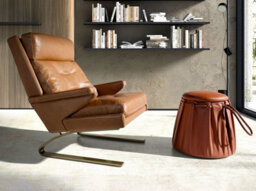 Angel Cerda Elegant Camel Leather Armchair With Gold Legs - thumbnail 2