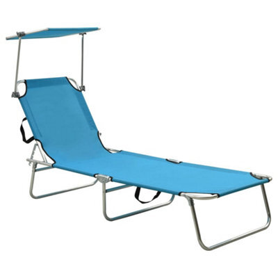 Walplus Folding Sun Lounger With Canopy Blue Aluminium - image 1