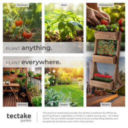 Tectake Vertical Planter Flora In A Rustic Wooden Design With 3 To 5 Tiers And Plant Fleece Included 60 X 49 X 140 Cm - Brown - thumbnail 5