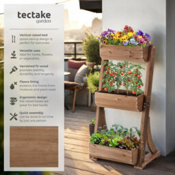 Tectake Vertical Planter Flora In A Rustic Wooden Design With 3 To 5 Tiers And Plant Fleece Included 60 X 49 X 140 Cm - Brown - thumbnail 2