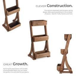 Tectake Vertical Planter Flora In A Rustic Wooden Design With 3 To 5 Tiers And Plant Fleece Included 60 X 49 X 140 Cm - Brown - thumbnail 3
