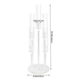Living And Home 5-Arm Clear Acrylic Candle Holder Detachable Multi-Height Windproof Cover Wedding Table Centerpiece - thumbnail 8