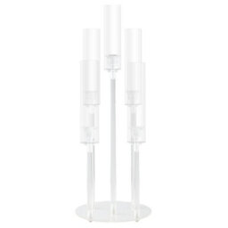 Living And Home 5-Arm Clear Acrylic Candle Holder Detachable Multi-Height Windproof Cover Wedding Table Centerpiece - thumbnail 1