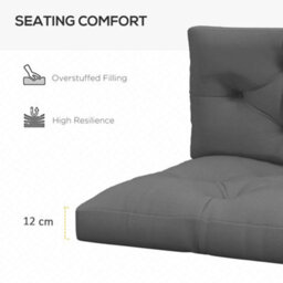 Outsunny 2 Seater Outdoor Seat Cushions And Back For Pallet, Charcoal Grey - thumbnail 4