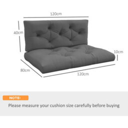 Outsunny 2 Seater Outdoor Seat Cushions And Back For Pallet, Charcoal Grey - thumbnail 2