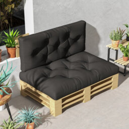 Outsunny 2 Seater Outdoor Seat Cushions And Back For Pallet, Charcoal Grey - thumbnail 1