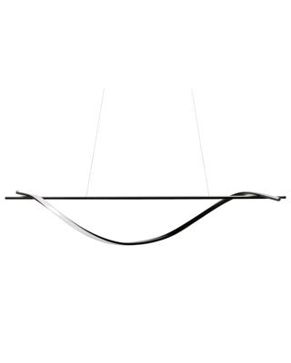 Wyld And Coco Aurora Black Iron Pendant - Integrated Led, Minimalist Horizontal Bar, Matt Black, Adjustable Height - image 1