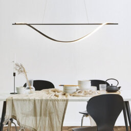 Wyld And Coco Aurora Black Iron Pendant - Integrated Led, Minimalist Horizontal Bar, Matt Black, Adjustable Height - thumbnail 2
